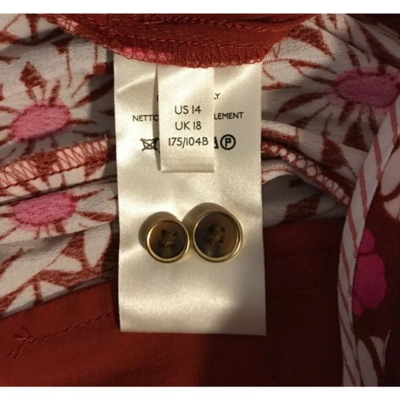 by Anthropologie Women's Loveland M Pink/Rose Print Wide Leg Jumpsuit - Size 14 - Picture 10 of 12